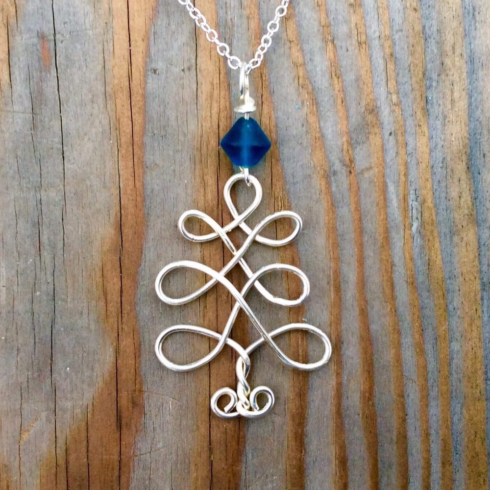 Silver Wire Christmas Tree Necklace